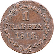 1 Rappen, Switzerland, 1810-1818 reverse image
