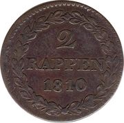 2 Rappen, Switzerland, 1810-1818 reverse image