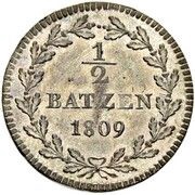 ½ Batzen, Switzerland, 1809 reverse image