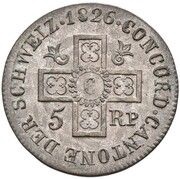 5 Rappen, Switzerland, 1826 reverse image