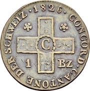 1 Batzen, Switzerland, 1826 reverse image