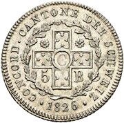 5 Batzen, Switzerland, 1826 reverse image