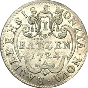 Batzen, Switzerland, 1724 reverse image