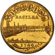 4 Ducats Gold pattern strike, Switzerland, 1740 reverse image
