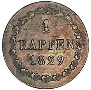1 Rappen, Switzerland, 1811-1829 reverse image