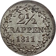2½ Rappen, Switzerland, 1811 reverse image