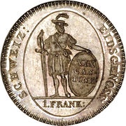 1 Franc, Switzerland, 1811 reverse image
