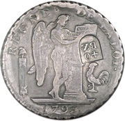 40 Batzens Counterstamped, Switzerland, 1816-1819 reverse image