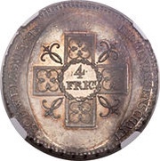 4 Francs "Concordiataler" Pattern strike, Switzerland, 1826 reverse image
