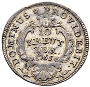 10 Kreutzers, Switzerland, 1755 reverse image