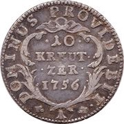 10 Kreutzers, Switzerland, 1755-1756 reverse image
