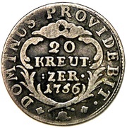 20 Kreutzers, Switzerland, 1755-1756 reverse image
