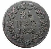 2½ Rappen, Switzerland, 1846 reverse image