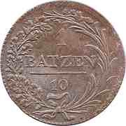 1 Batzen / 10 Rappen, Switzerland, 1811 reverse image