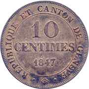 10 Centimes, Switzerland, 1847 reverse image