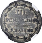 3 Schillings / 9 Rappen, Switzerland, 1806 reverse image