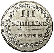 3 Schillings / 9 Rappen, Switzerland, 1808-1812 reverse image