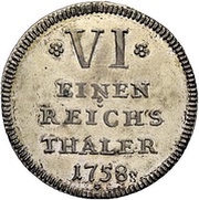 ⅙ Thaler - Johann Anton, Switzerland, 1758 reverse image