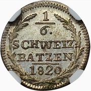 ⅙ Batzen, Switzerland, 1807-1820 reverse image