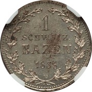 1 Batzen, Switzerland, 1836 reverse image