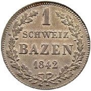 1 Batzen, Switzerland, 1836-1842 reverse image