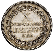 10 Batzen, Switzerland, 1825 reverse image