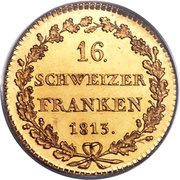 16 Franken, Switzerland, 1813 reverse image