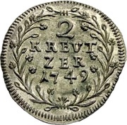 2 Kreuzers - Thomas III, Switzerland, 1749 reverse image