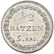 ½ Batzen / 5 Rappen reverse image