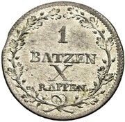 1 Batzen / 10 Rappen, Switzerland, 1807-1811 reverse image