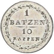 1 Batzen / 10 Rappen, Switzerland, 1813 reverse image
