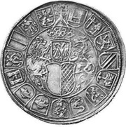 Thaler Leodegar facing right; 15 coats of arms, Switzerland, 1518 reverse image