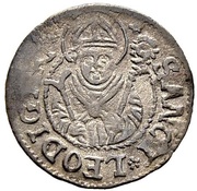 Schilling Bust of Saint Leodegar; date below eagle, Switzerland, 1606-1612 reverse image