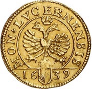 Schilling Gold trial strike of ducat weight obverse image