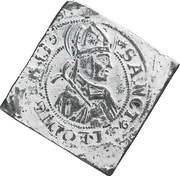 Dicken Saint Leodegar facing right; large shield; klippe; 1½ dicken weight, Switzerland, 1550-1600 reverse image
