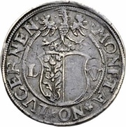 Dicken Saint Leodegar facing right; large shield obverse image
