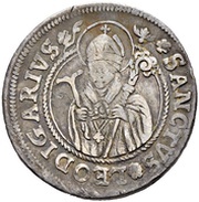 Dicken Saint Leodegar facing left, Switzerland, 1610 reverse image