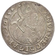 Dicken Saint Leodegar facing right; date on reverse; small gothic shield, Switzerland, 1612-1616 reverse image