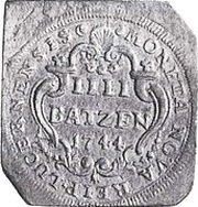 4 Batzens Klippe restrike, Switzerland, 1744 reverse image