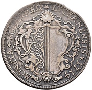 Gulden Baroque shield; straight inscription obverse image
