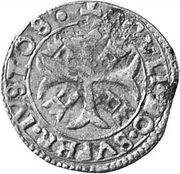 1 Kreuzer - Henri I "H" with antique crowns, Switzerland, 1589 reverse image