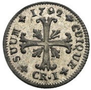 1 Kreuzer - Frederick William II date between SUUM and CUIQUE, Switzerland, 1790-1794 reverse image