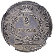 2 Francs - Alexandre Berthier, Switzerland, 1814 reverse image