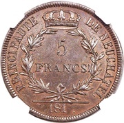 5 Francs - Alexandre Berthier Pattern, Switzerland, 1813 reverse image
