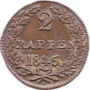 2 Rappen, Switzerland, 1811-1846 reverse image
