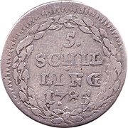 5 Schillings, Switzerland, 1785 reverse image
