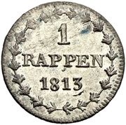1 Rappen, Switzerland, 1813 reverse image