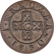 2½ Rappen, Switzerland, 1830 reverse image