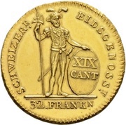 32 Franken, Switzerland, 1813 reverse image