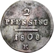 2 Pfennig, Switzerland, 1808 reverse image